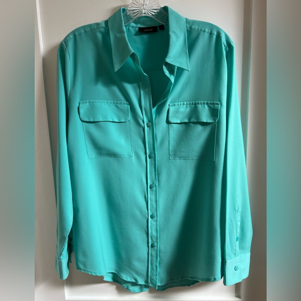 APT. 9 Aqua Summer Lightweight Blouse   L
